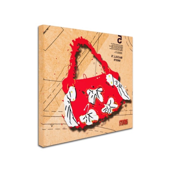 Roderick Stevens 'Bow Purse White On Red' Canvas Art,35x35